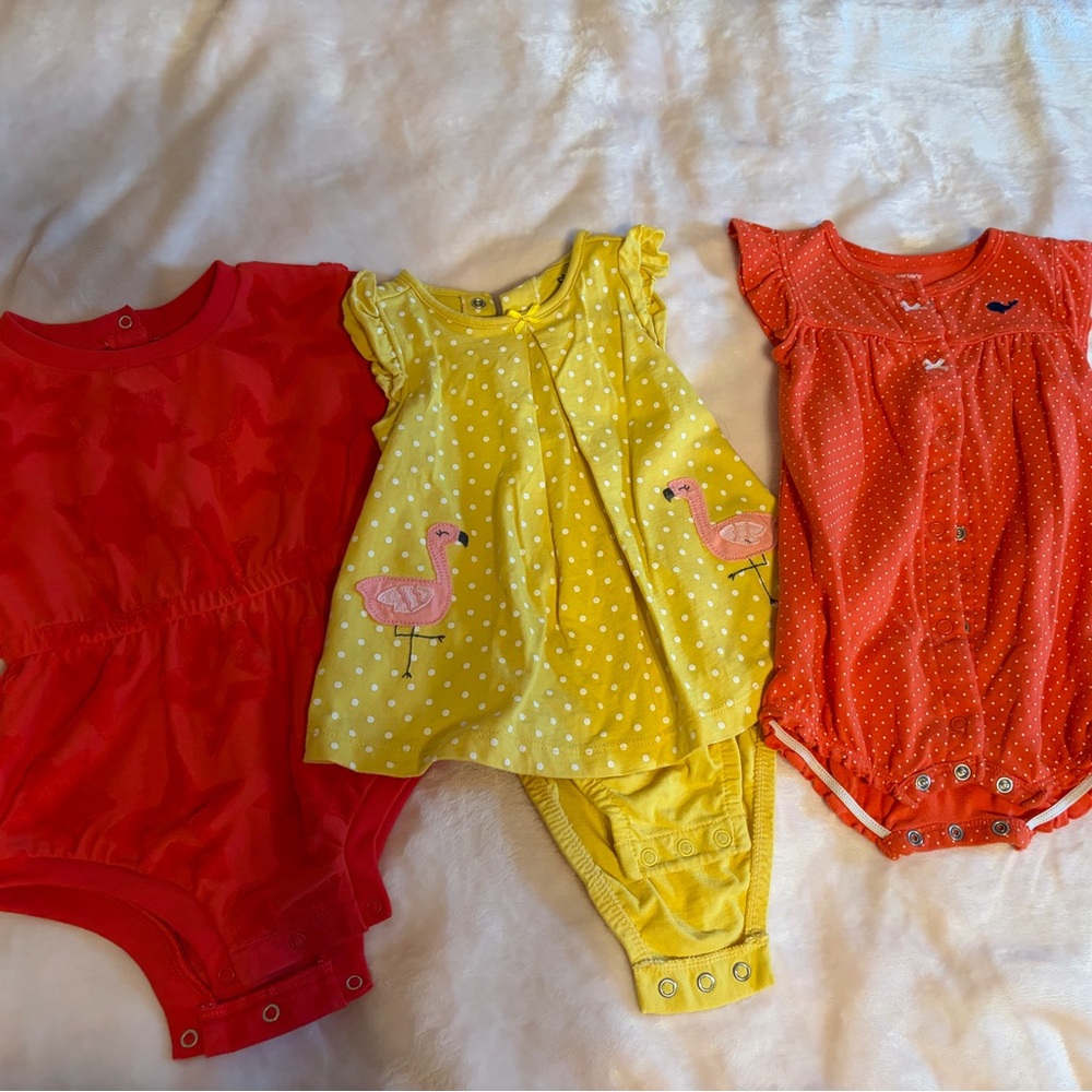 Set of Three Baby Rompers, 12 month